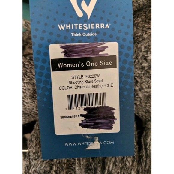 White Sierra Women's Scarf  NWT $40 Wool Blend Cold Weather  Charcoal Heather - Picture 4 of 4